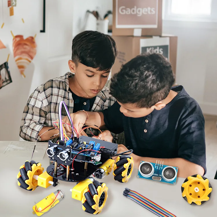 Intelligent 360 Degree Rotation Car Programming Robot Kit Compatible with Arduino Ino Mecanum Wheels for Education Maker Boards