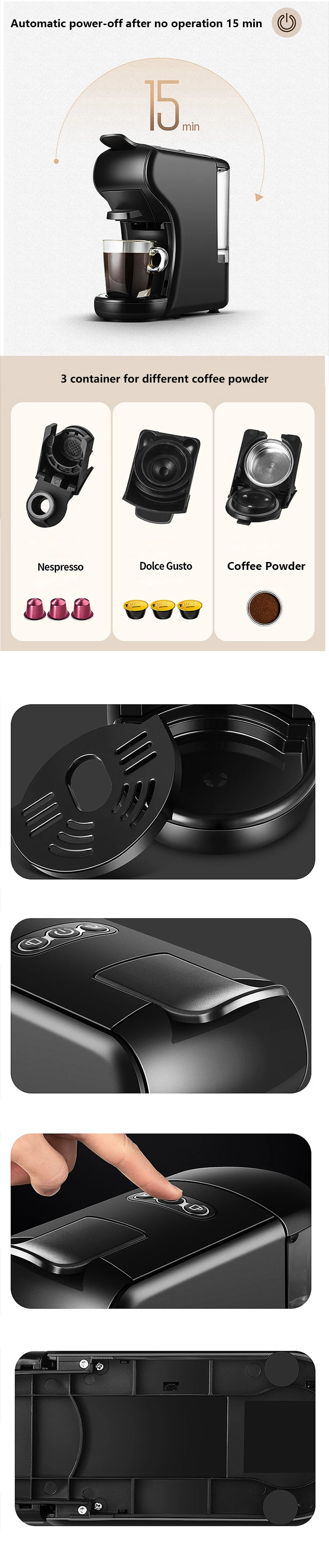 Wholesale 1450w Electric Capsule Coffee Machine 19bar Espresso Coffee