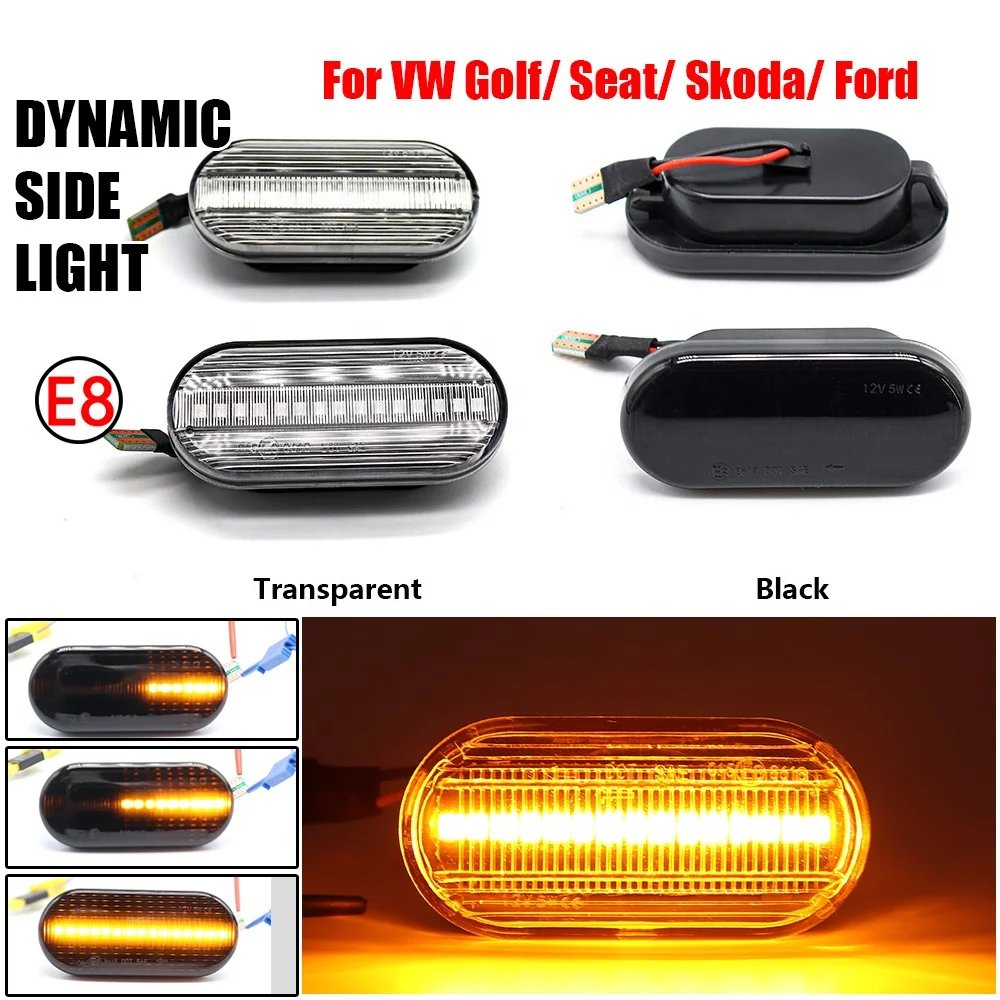 LED Dynamic Turn Signal Side Marker Lights for VW Golf 3 4 Bora Polo Passat Focus SEAT Ibiza Leon Fusion Blinker Indicator Lamps