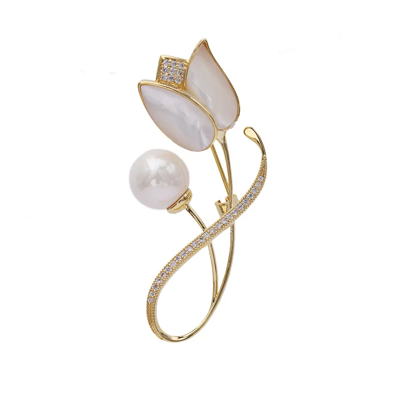 2022 Korean Fashion Personality High-end Corsage Female Natural Mother-of-pearl  Brooch Pin Tulip Sea Shell Gold Women Brooch Pin - Buy 2022 Korean Fashion  Personality High-end Corsage Female Natural Mother-of-pearl Brooch Pin  Tulip Sea Shell