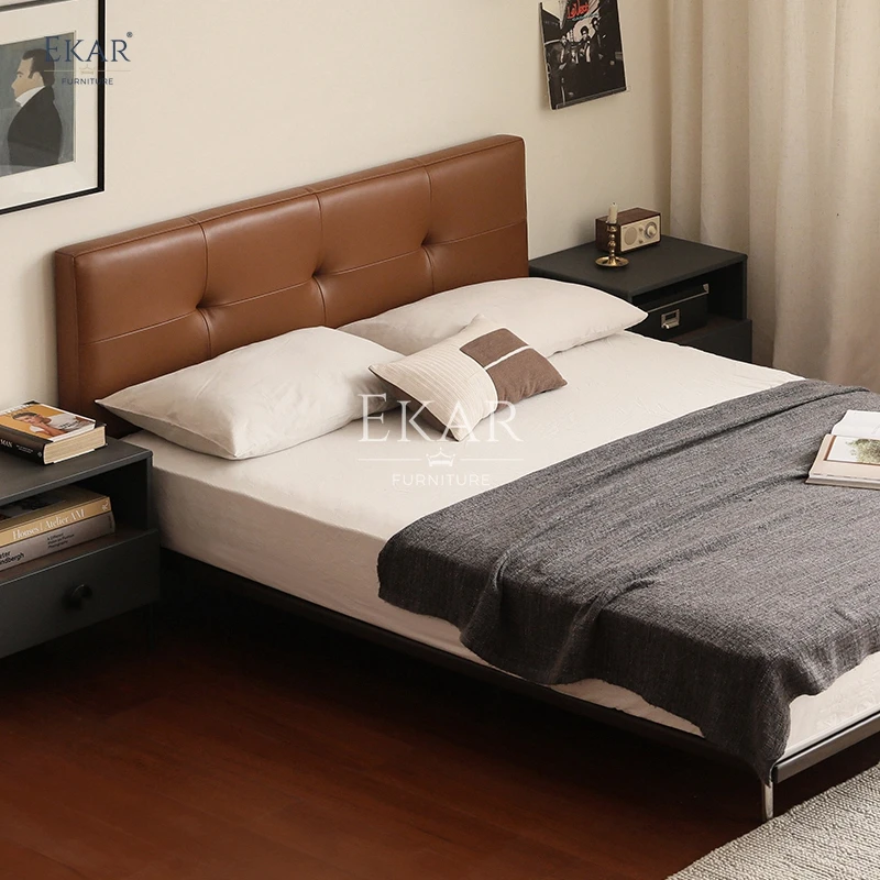 product new design ekar leather back bedroom queen bed-59