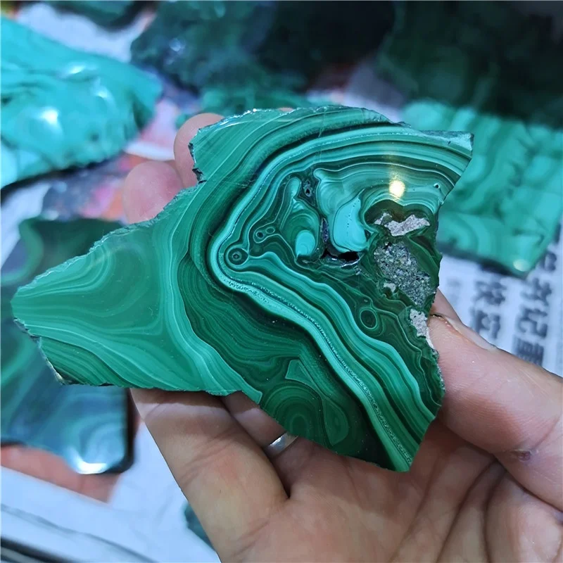 Fetta Di Malachite Naturale Lucidata - Pietra Decorativa Per Meditazione E Acquari - Foto 3