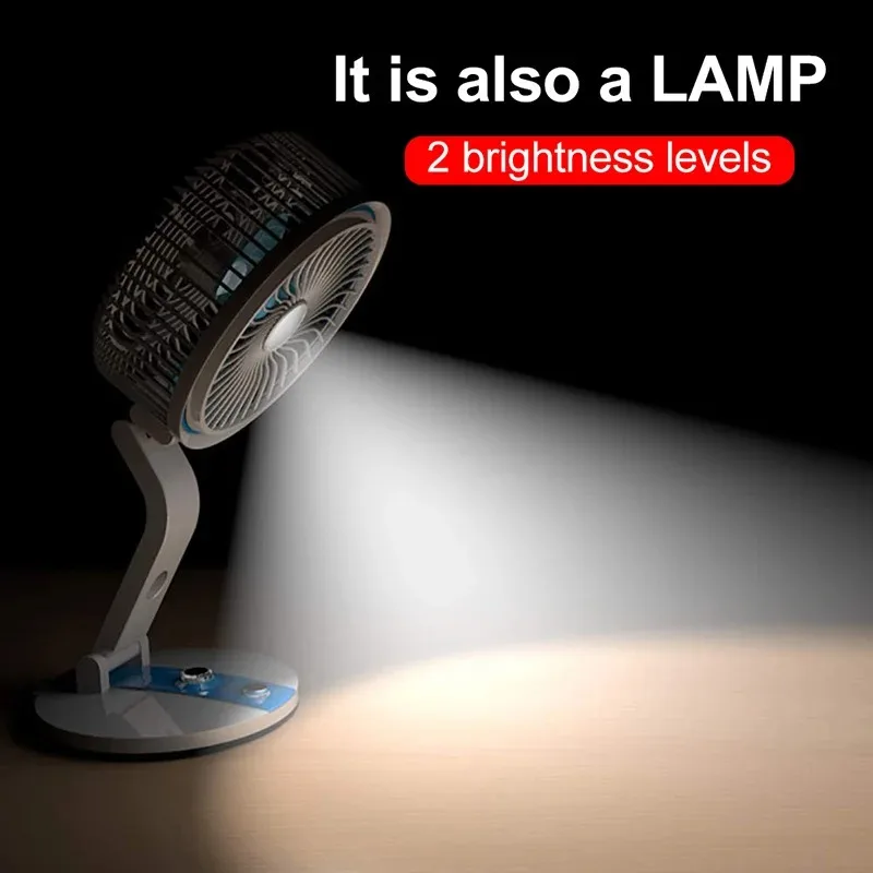 USB Mini Fan Home Desktop Portable Outdoor Cooling FanMultifunction Fan Foldable with LED Light Speed Adjustable