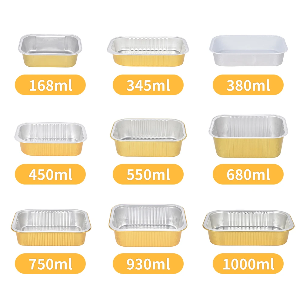 product c580 680ml microwave baking aluminium foil container disposable base food grade aluminum takeout food package lunch box with lid-8