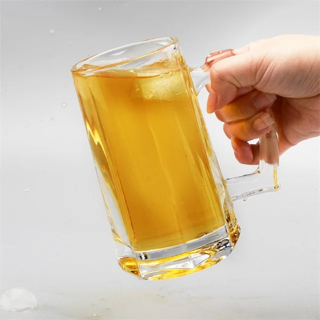 Promotion Logo Customized Beer Glass Cup Glass Beer Cup With Handle