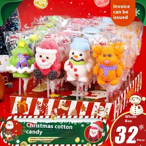 Wholesale Christmas Candy Fun Santa Claus Cartoon Design Fruity Marshmallow Lolly Stick Boxed Bagged Snack Gift for Children