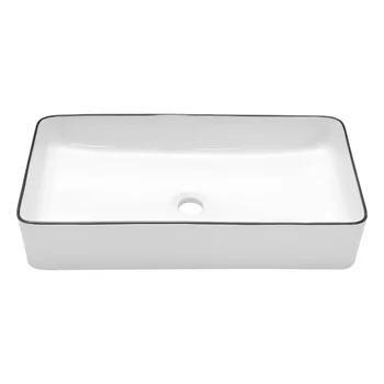 Minimally Designed White Rectangular Bathroom Decoration Furniture 24 Inch Bathroom Sink Countertop Ceramic Basin