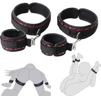 BDSM Bondage Sex Toys Restraints Adjustable Sex Cuffs Sex Restraints Straps Wrist-to-Thigh Restraint Set for Couple