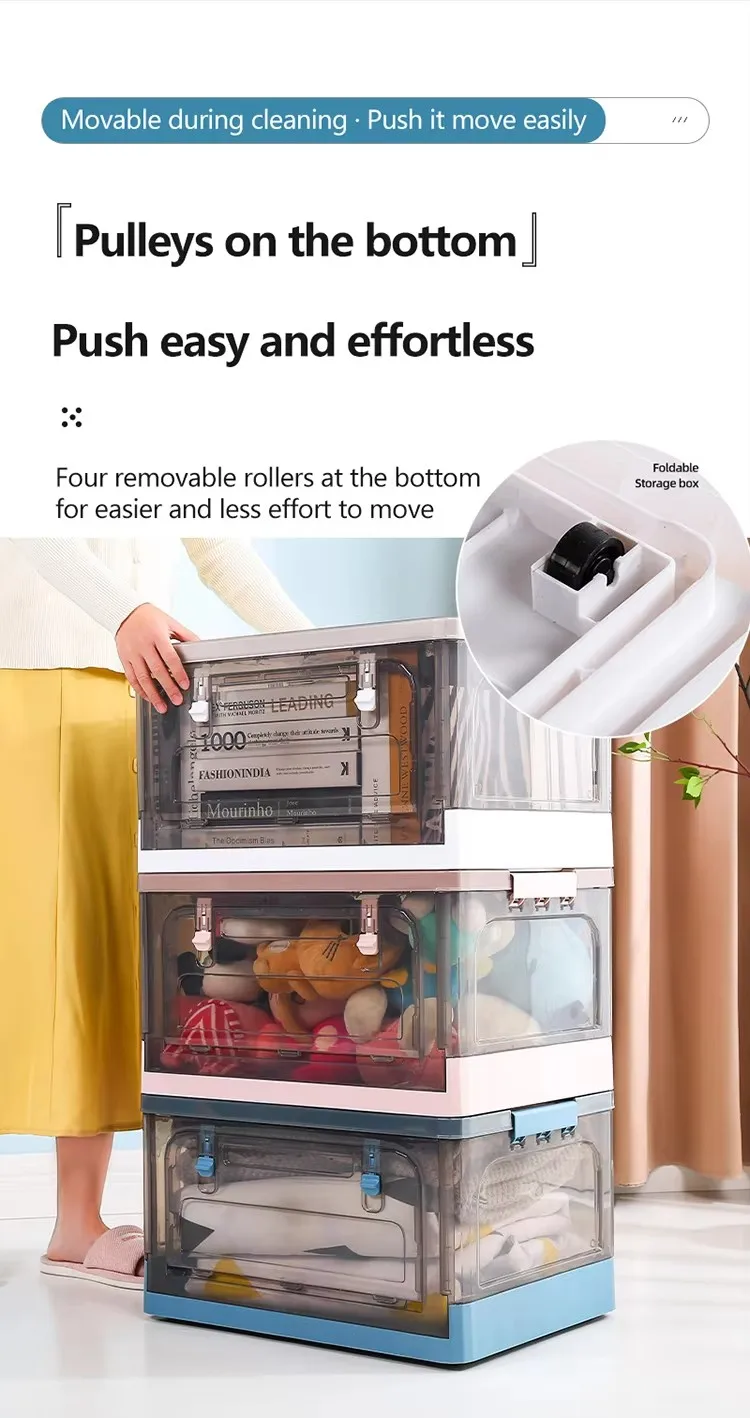 Multifunctional Transparent Double Open Plastic Storage Box Rectangular Detachable Collapsible Camping Folding Rectangle Box factory