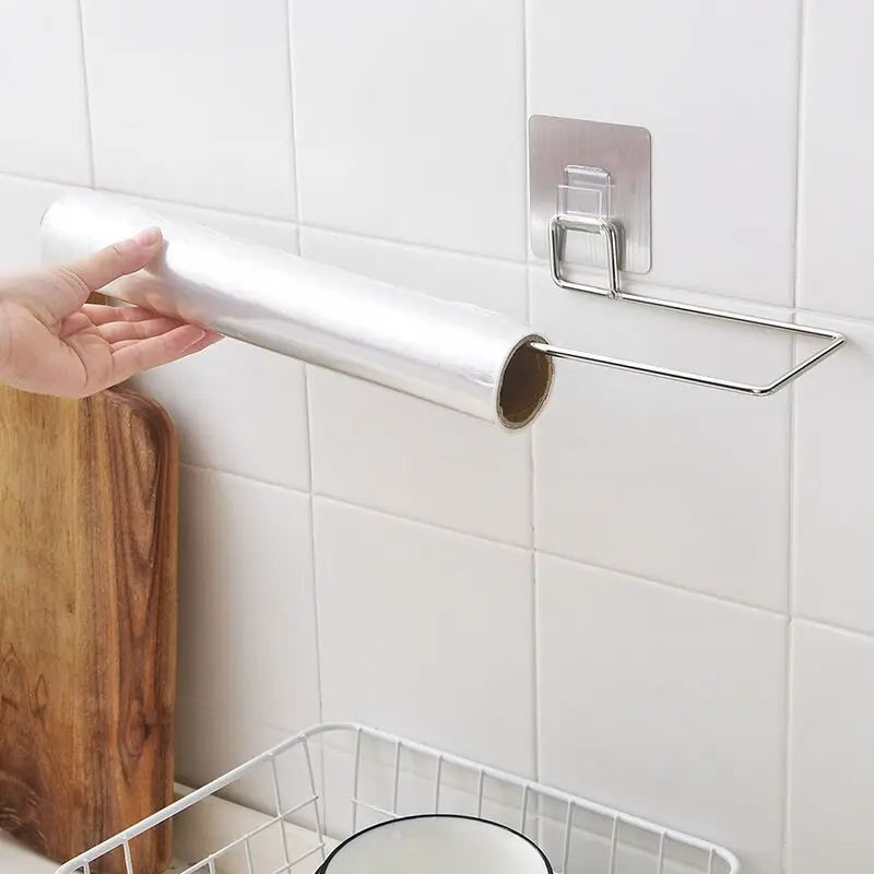 Traceless Stainless Steel Single Wall Mounted Towel Rack Toilet Stick Roll Paper Holder supplier