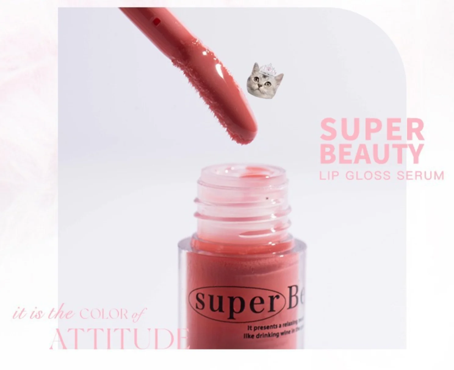 FLORTTE super beauty kitten water light lip glaze moisturizing mirror Lipstick Waterproof girl lip glaze natural pink lip gloss