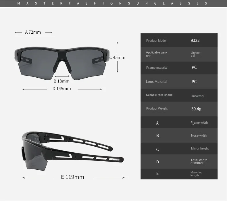 Gafas de sol deportivas para hombre y mujer, lentes de sol para deportes al aire libre, pesca, bicicleta, correr, escalada, venta al por mayor, novedad de 2022
