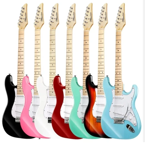 MS-100 Red 6 Strings ST Model Body Basswood Bridge System Tremolo Fingerboard Rosewood  Solo Electric Guitar