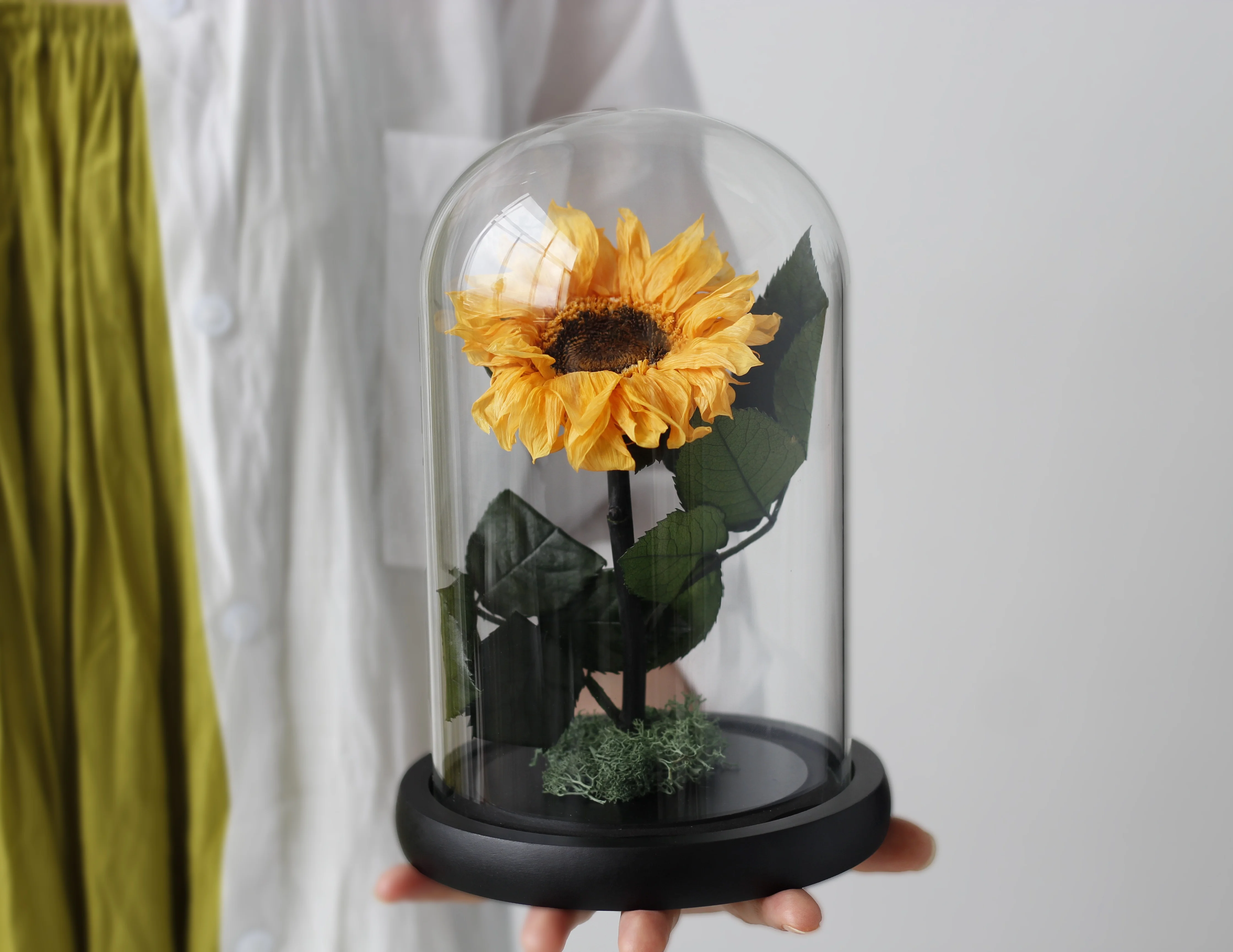 Ornamento Girasole In Legno Intagliato A Mano, Finto Vaso Con Fiore, Decorazione Scrivania, Regalo Amici