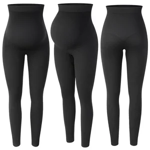 High Waisted Maternity Leggings Seamed Yoga Pants Leggings Workout Seamed Gym Pregnancy Pants With Pocket Fitness