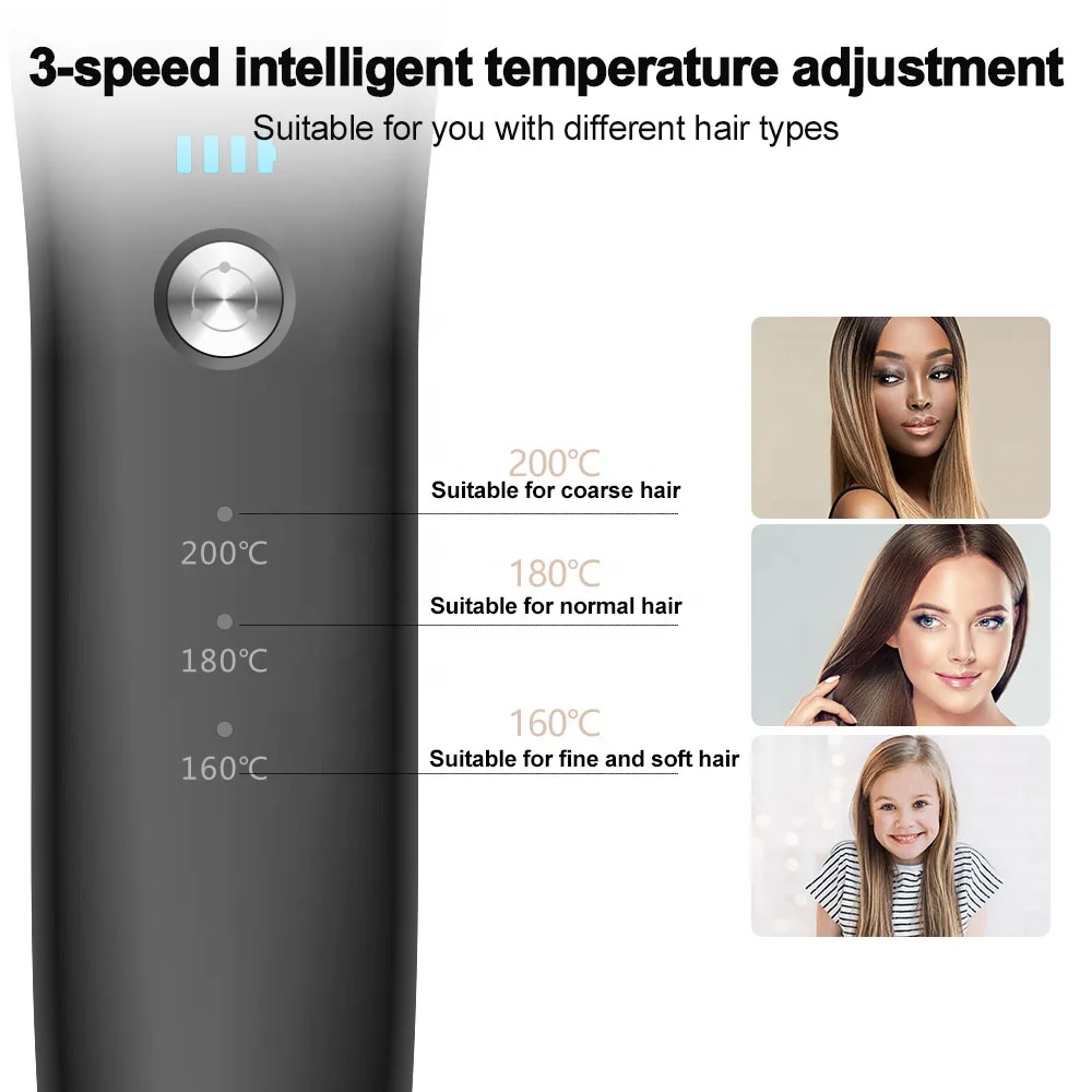 Cordless Ceramic Hair Straightening Brush Straight Hair Comb Straightener Iron Brush for Customized