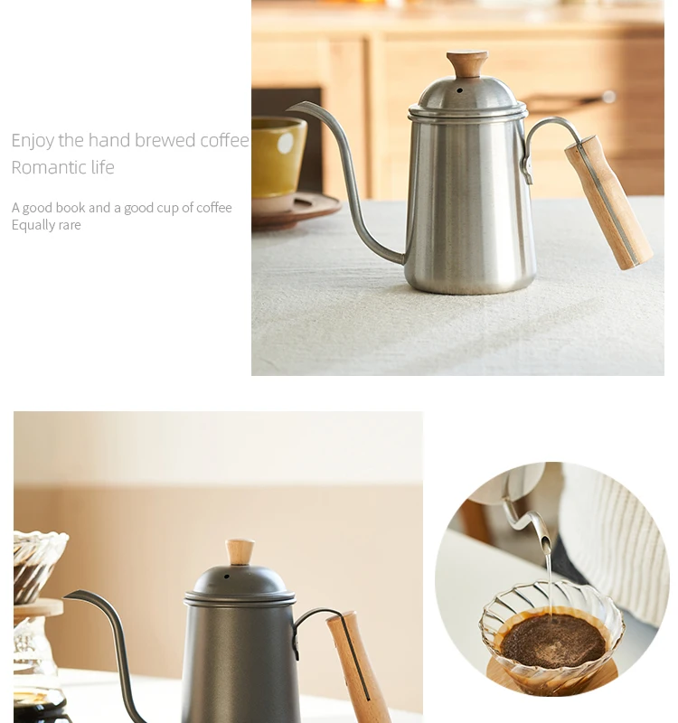 Siyue Black 650ml Kitchen Barista Tools Stainless Steel Coffee Pot