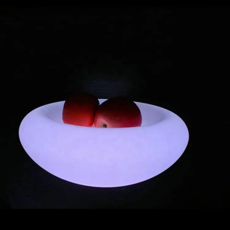 Modern Design Nightclub Bar Colorful Simple LED Illuminated Fruit Plate Bowl Light Color Changing Plastic Fruit Serving Tray