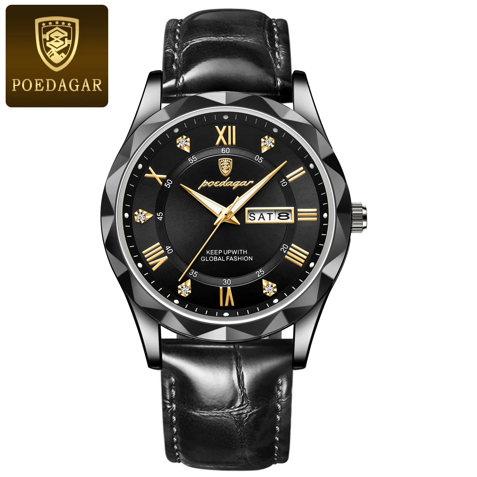 New Poedagar 615 Men's Watches Fashion Trend Quartz Wristwatch Date Week Montre Homme Or aperçu 9