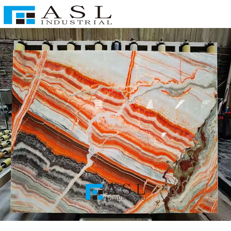 Factory direct Colorful agate slab cream onyx tile marble gold pineapple crystal translucent light yellow onyx tiles and marbles