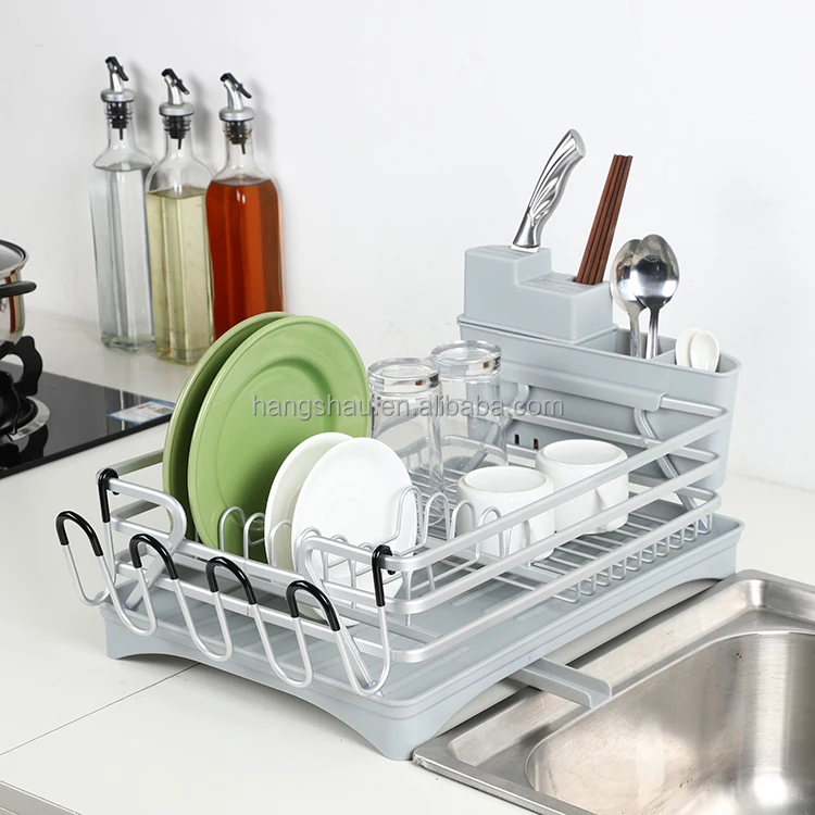 Sink Dish Drying Rack Space-Saving Kitchen Utensils Storage