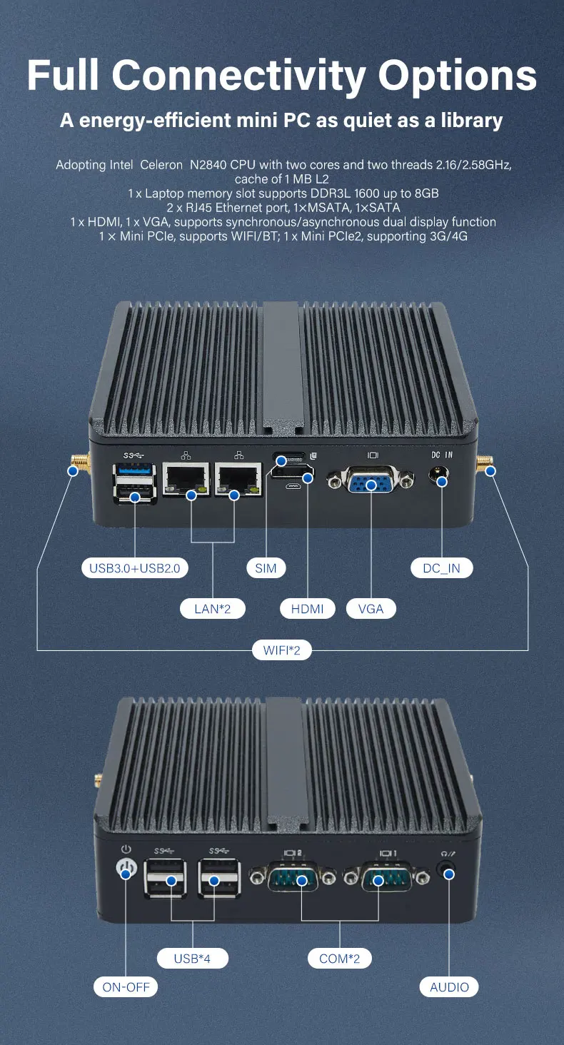 Mini ITX Industrial Host Embedded Industrial Computer N2840 Dual Core ...