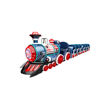Fun red and blue trackless train amusement kiddie ride colorful lighting small trackless train for sale