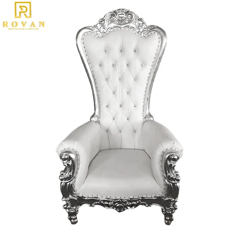 結婚式の椅子のためのロイヤルキングとクイーンゴールドと白の
