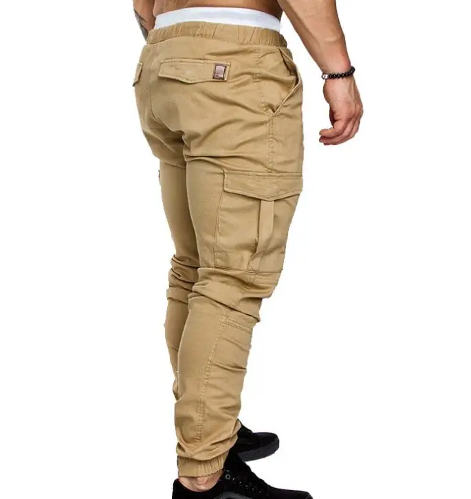 New Fashion Drawstring Pant Multi Pocket Sports Overalls Men Fitness Pants Running Training Pants