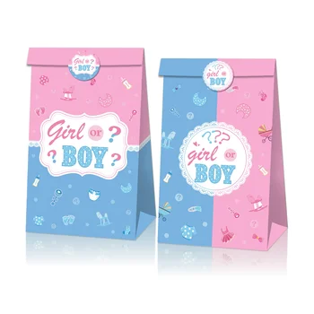 LB097 Party Decoration Baby Gender Reveal Show Party Paper Gift Bag 12 PCS Sticker Pink Girl Blue Boy Custom Disposable