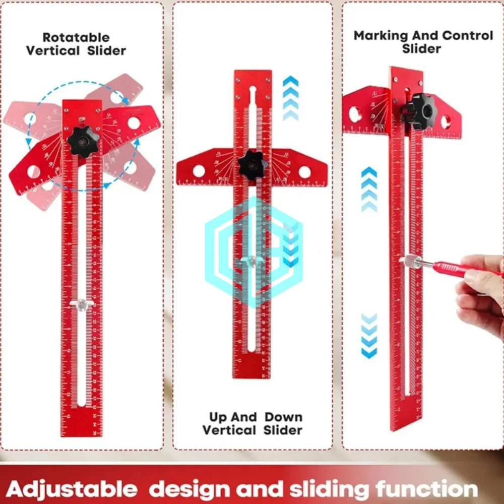 13'' Adjustable Aluminum T-Square Ruler, Woodworking Scriber with Angle ...