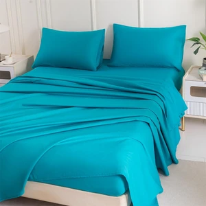 100% Cotton Luxury King Size Fitted Sheet Set Soft Breathable Deep Pocket Bedding Woven Flat Bed Sheet for Home Use Twin Size