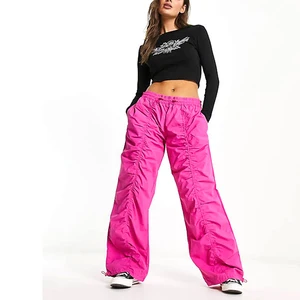 Women's Mid Waist  Elastic Waist Ruched Hiking Pants Multiple Pockets Hippie Cargo Pant Lounge Pants