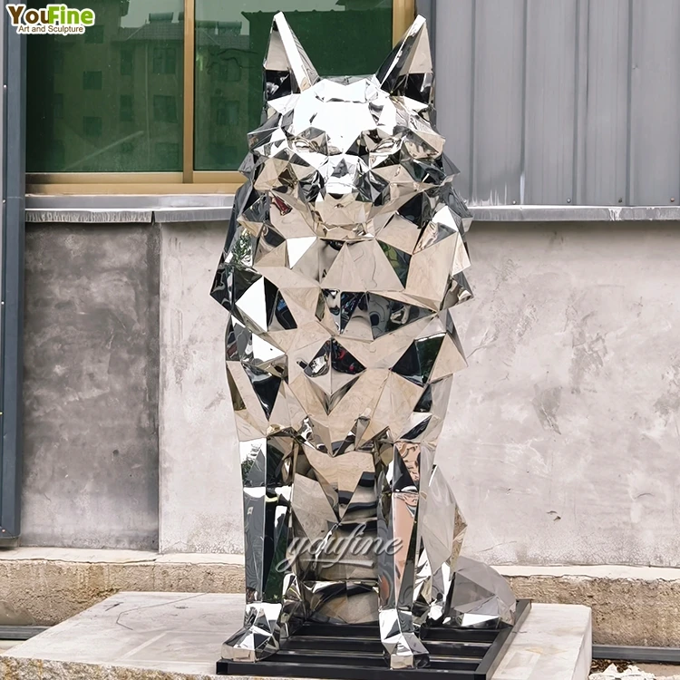 Large Size Abstract Animal Metal Sculpture Art Stainless Steel Wolf