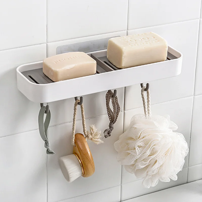 1pc Plastic Wall Mounted Soap Dish, Modern Color Block Double Layer Soap  Dish Holder For Bathroom