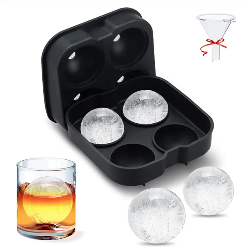 China Silicone 4 cavity ice ball maker mold with lid Manufacturer and  Supplier