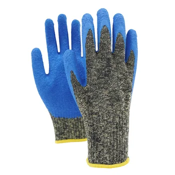 Cheap Blue Latex Anti-smashing Heat Resistant Mechanics Latex Palm Coating cut Resistance Gloves