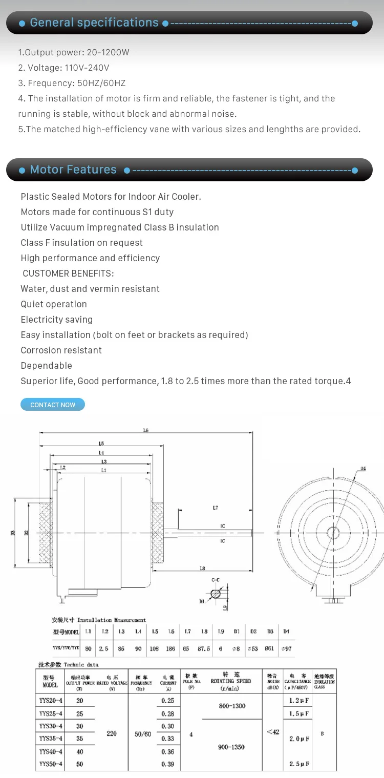 Indoor Ac Fan Motor Split Ac Indoor Fan Motor Small Vibration Air