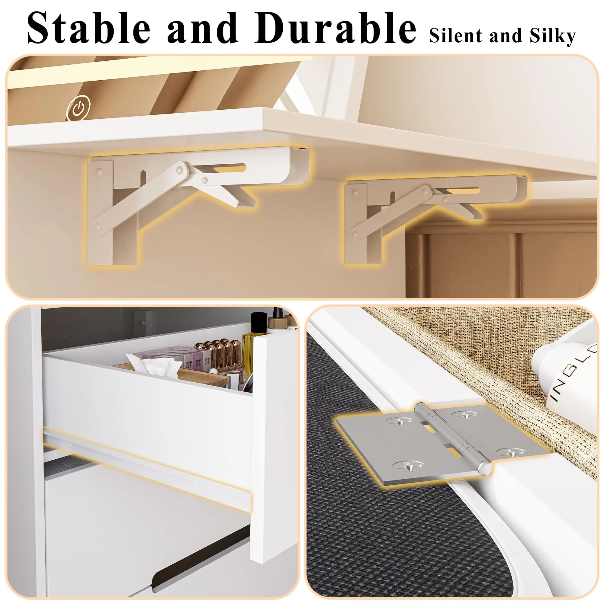 3 in 1 Vanity Desk with Plip Top Mirror Glass Top Dressing Table for Sale Mini China Dressing Table Vanity Con Luz Led