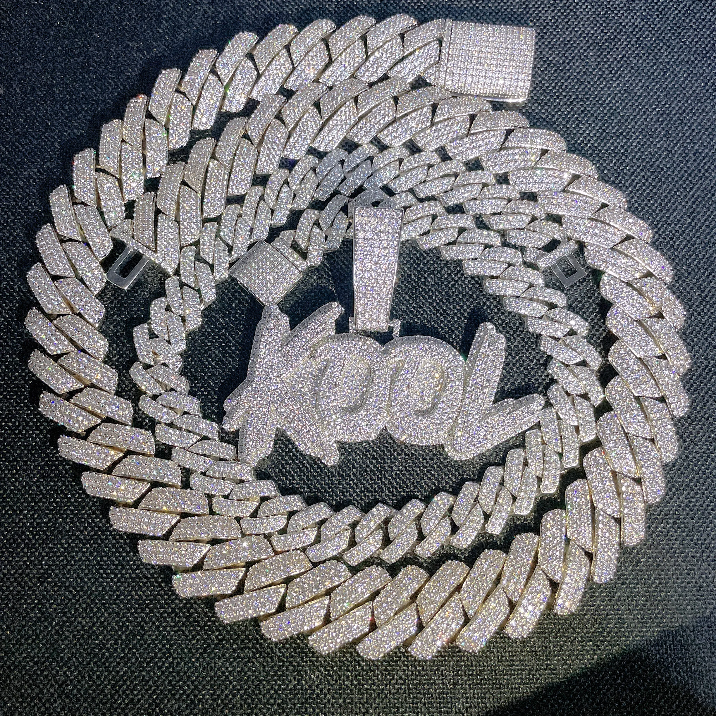 Hip Hop Necklace Burr Name Number Double Layer Two Color Necklace Full Rhinestone Zircon Capital Custom Letter Pendant Necklace