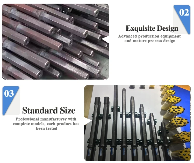 Chisel Bit Integral Drill Rod Hexagonal Drill Rod For Mining Tunneling