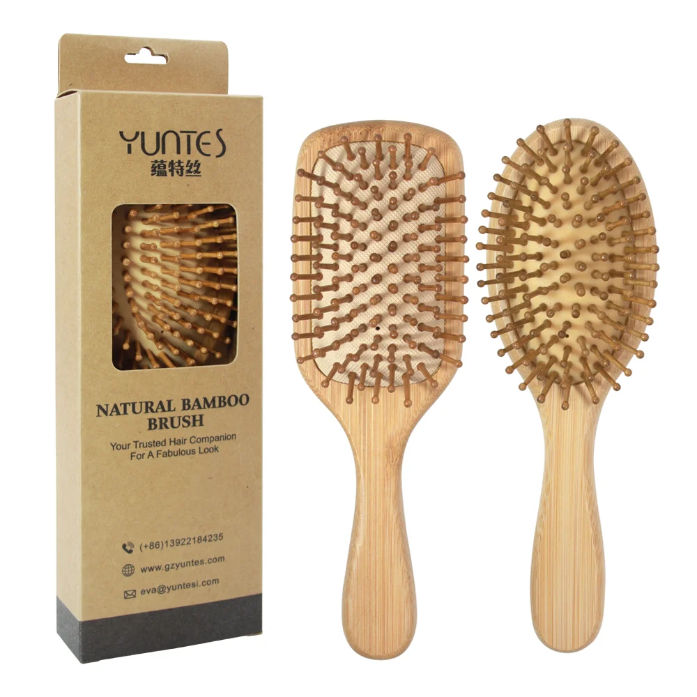 Best Selling Natural Bamboo Scalp Massage Comb All Wood Hair Brush with Wooden Bristles Customized Bamboo Brush for Curly Hair