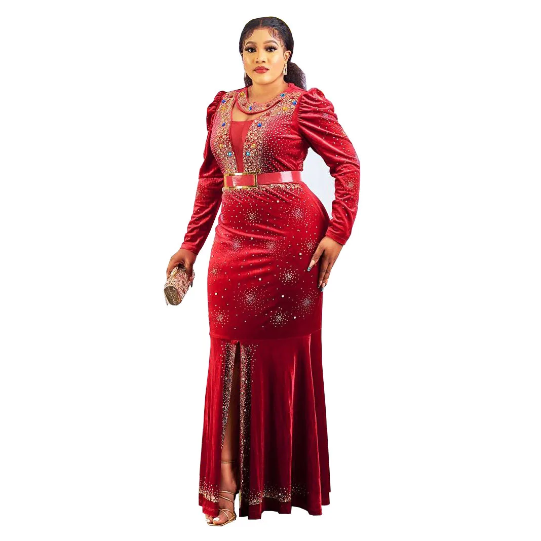 fitted lace wedding dress Burgundy African mermaid wedding dress, engagement dress, mermaid prom –  Simplepromdress main image 0