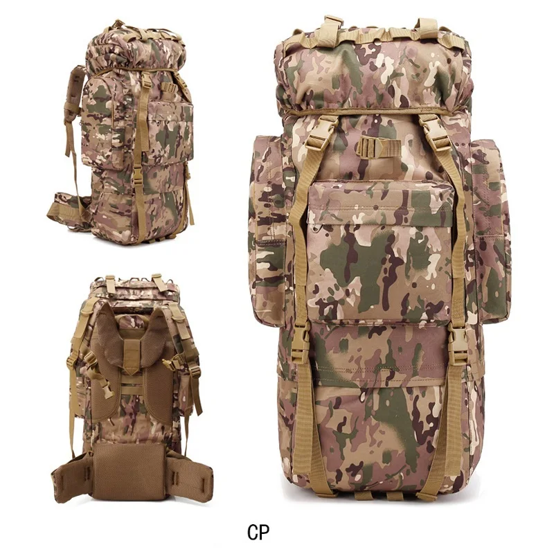 65L Camping Molle Bag Waterproof Mountaineering Large Capacity Tactical Travel Backpack for Hiking Climbing factory