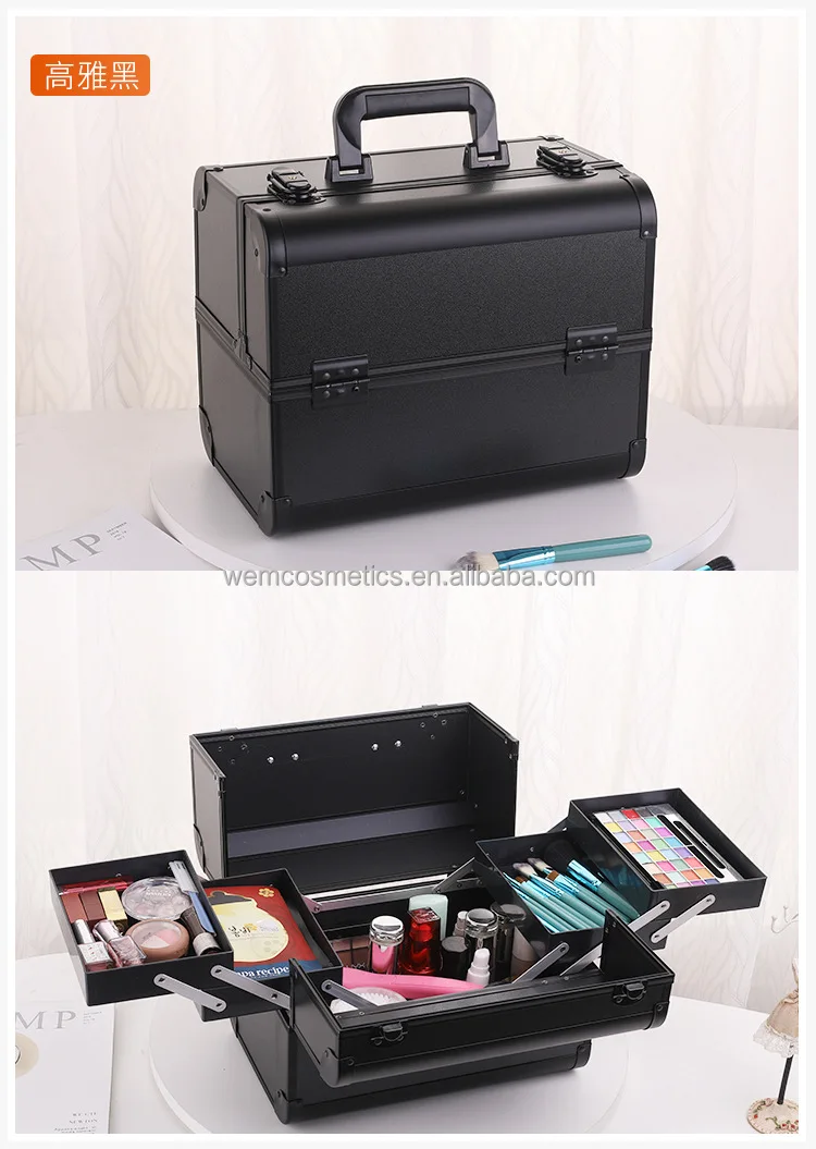 Aluminum Alloy Makeup Train Case Cosmetic Box Portable Makeup Case