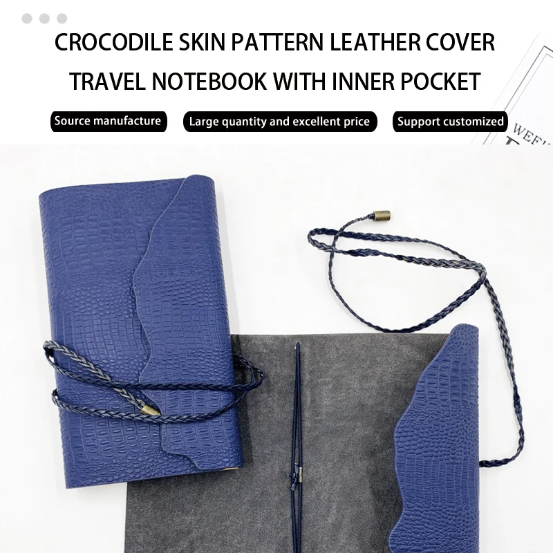 Custom logo Crocodile skin pattern leather travel journal planner notebook