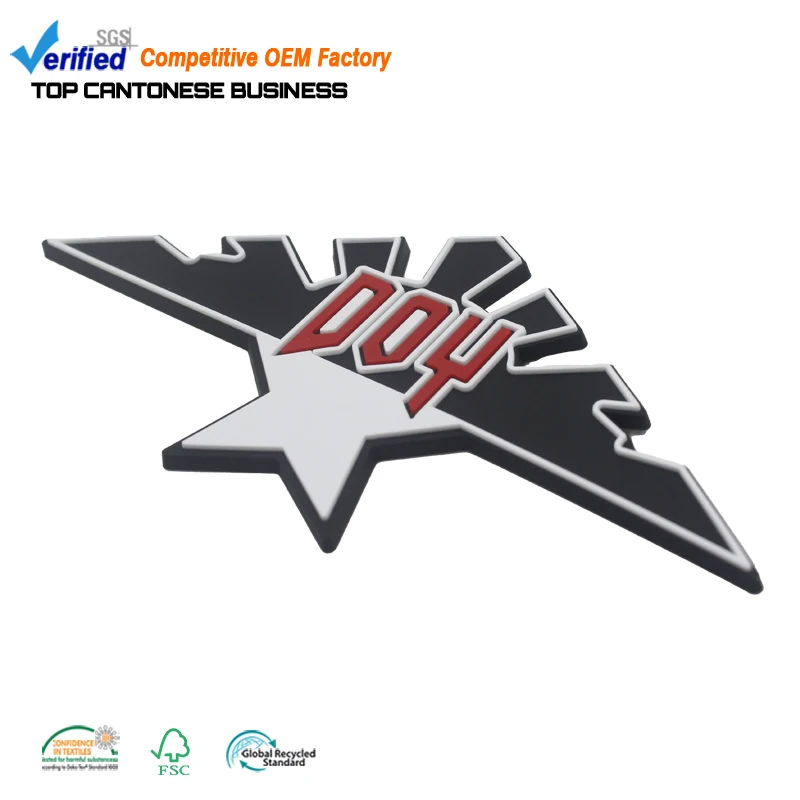 Silicone PVC Parches Wholesale Custom Embossed 3D Logo Adhesive Soft Rubber Patches for Hats