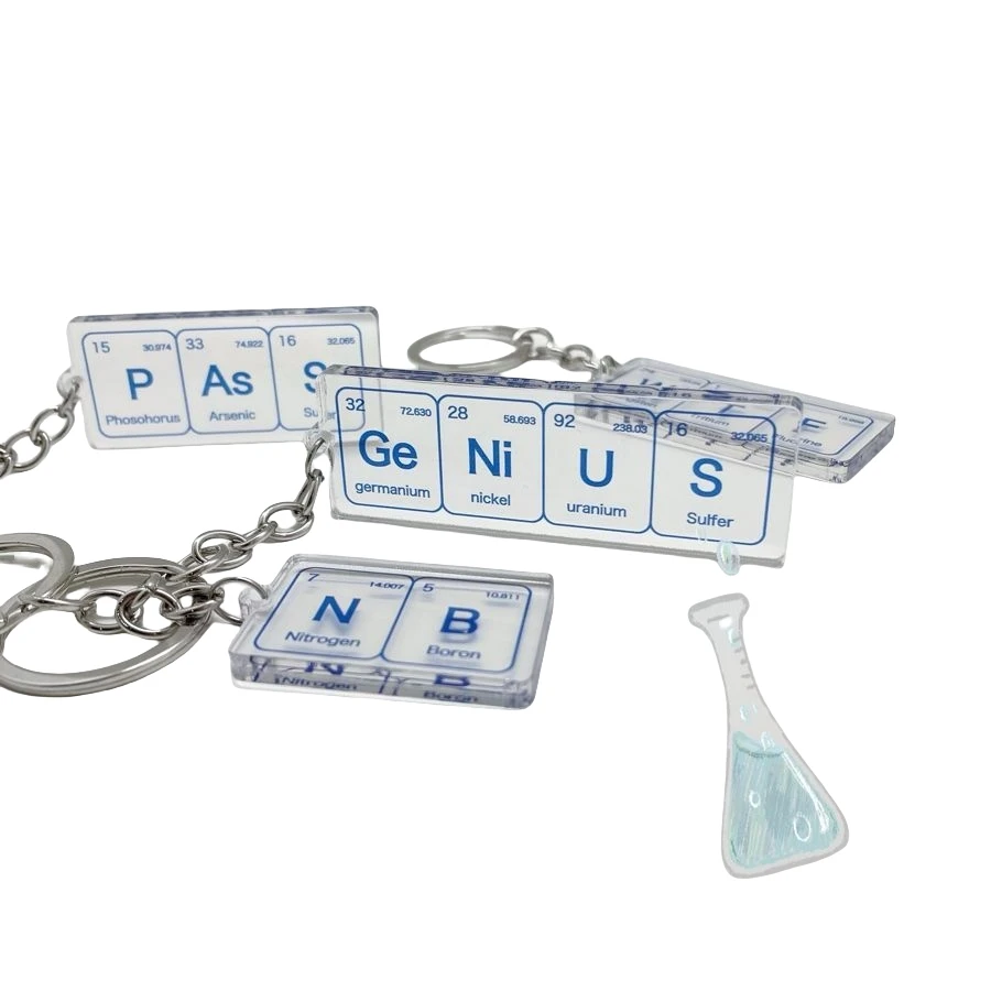 Periodic Table of Elements Chemistry Key Chain Fun Acrylic