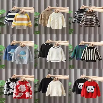 High quality colorful long sleeved loose baby sweater pullover Kids Girls Babies knit sweater top for kids