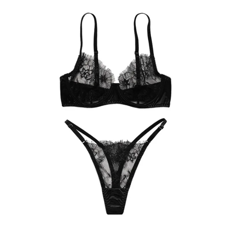 Support Oemodm Sexy Women Lingerie Set Girls Black Lace Lingerie Nightclub Costume With T 7370